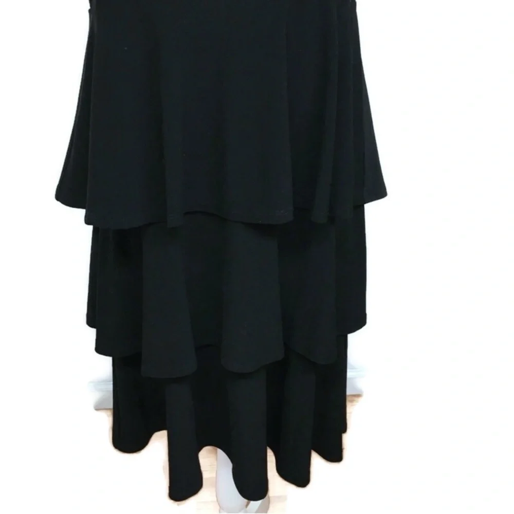 Tiani B Black Tier Ruffled Dress Sz.M